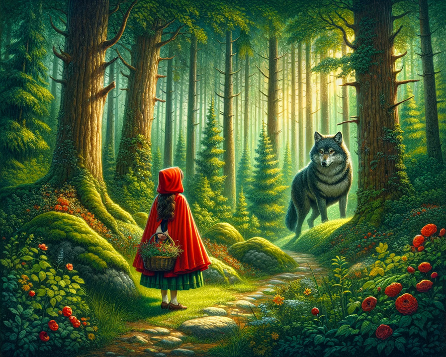 Gute Nacht Geschichte Kurz Rotkäppchen und der Wolf